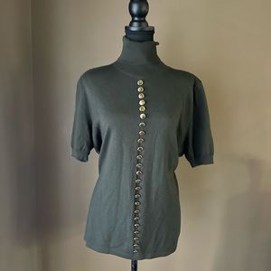 Marsil Button Adorned Short Sleeve Turtleneck